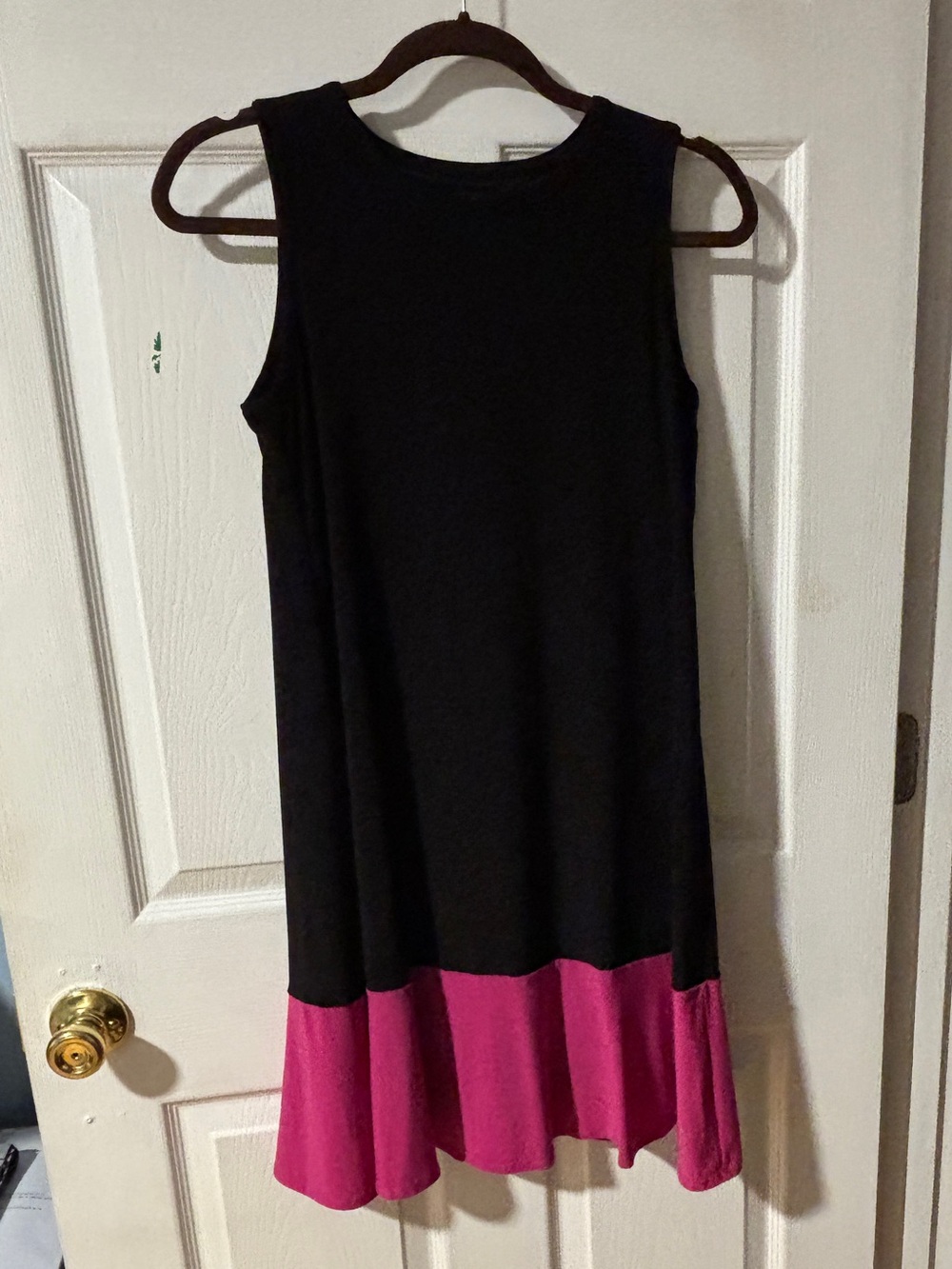 Tiana B. Black with Magenta Pink Ruffle Sleeveless Colorblock Dress 4